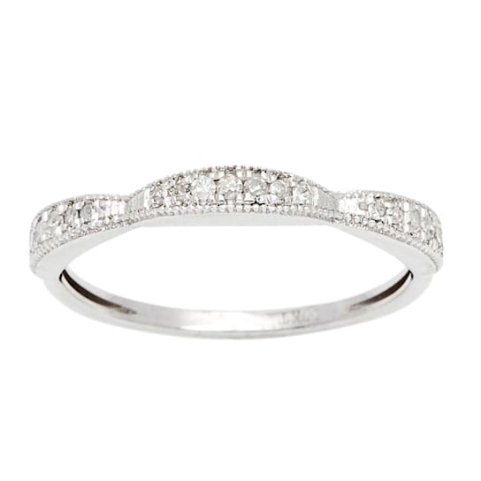 10k White Gold Contoured Diamond Wedding Band (1/7 cttw, H-I Color,I1-I2 Clarity)