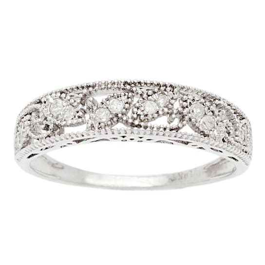 10k White Gold Vintage-Style Diamond Anniversary Band (0.08 cttw, H-I, I1-I2)