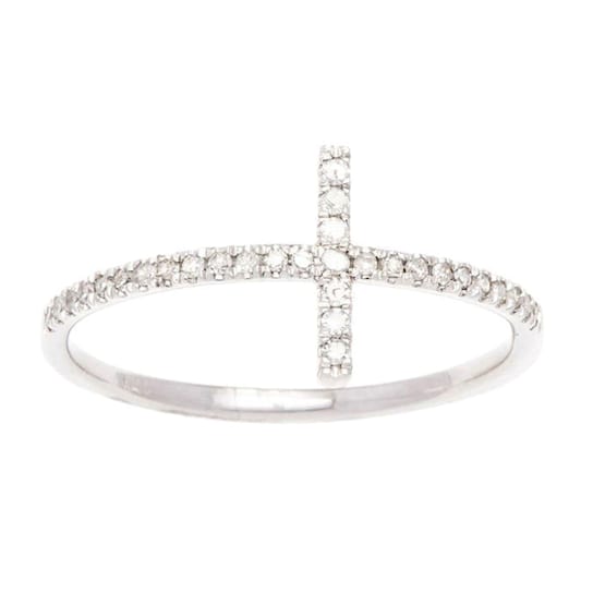 10k White Gold Diamond Cross Anniversary Ring (1/7 cttw, H-I Color,
I1-I2 Clarity)
