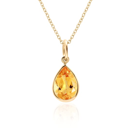 1.7 Ct Pear Shape Citrine Solitaire Pendant Necklace in 14K Gold Filled