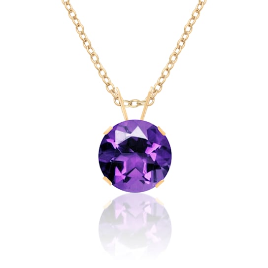 14K Yellow Gold 8mm Amethyst Solitaire Pendant Necklace, 2 Ct. Tw.,
February Birthstone