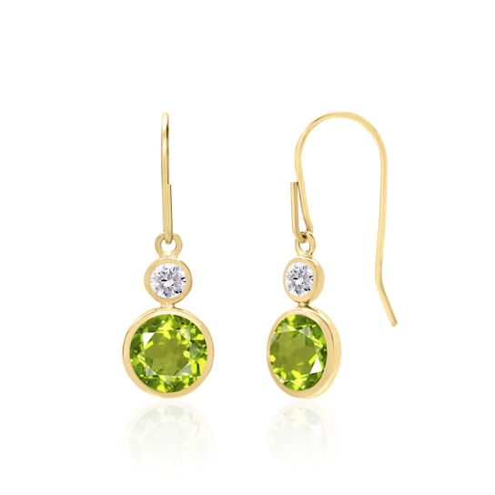 14K Yellow Gold Dainty Peridot Drop Earrings