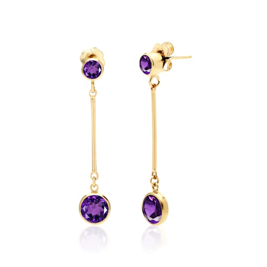 Long Purple Amethyst Stud and Drop Earrings in 14K Gold Filled