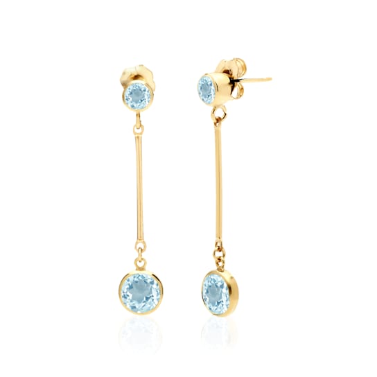 Long Blue Topaz Stud and Drop Earrings in 14K Gold Filled