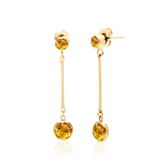 Long Citrine Stud and Drop Earrings in 14K Gold Filled