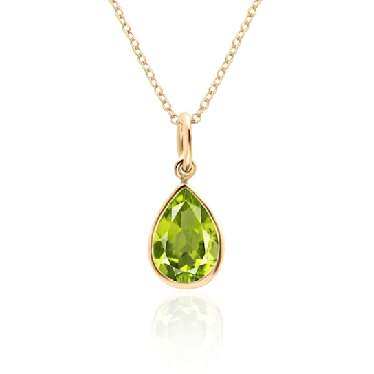 1.5 Ct Pear Shape Peridot Solitaire Pendant Necklace in 14K Gold Filled
