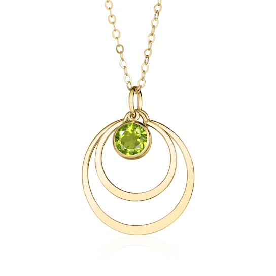 Peridot Circle Pendant Necklace in 14K Gold Filled or Sterling Silver