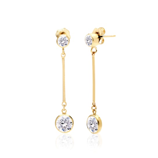 Long White Topaz Stud and Drop Earrings in 14K Gold Filled