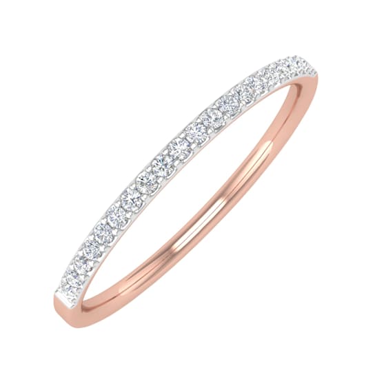 FINEROCK 1/10 ctw 10K Rose Gold Natural Diamond Ladies Wedding
Anniversary Stackable Ring