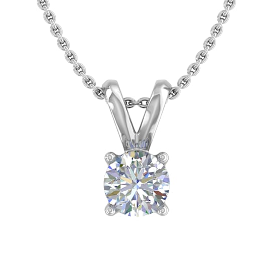 FINEROCK 1/4 Carat Diamond Solitaire Pendant Necklace in 14K White Gold
(Silver Chain Included)