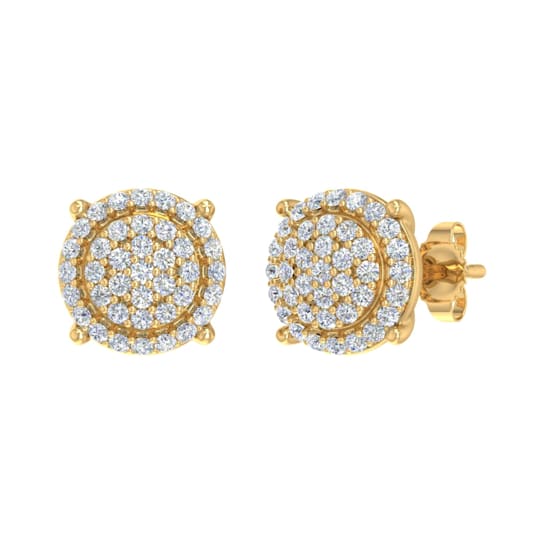 FINEROCK 0.40ctw Diamond Cluster Stud Earrings in 10k Yellow Gold
