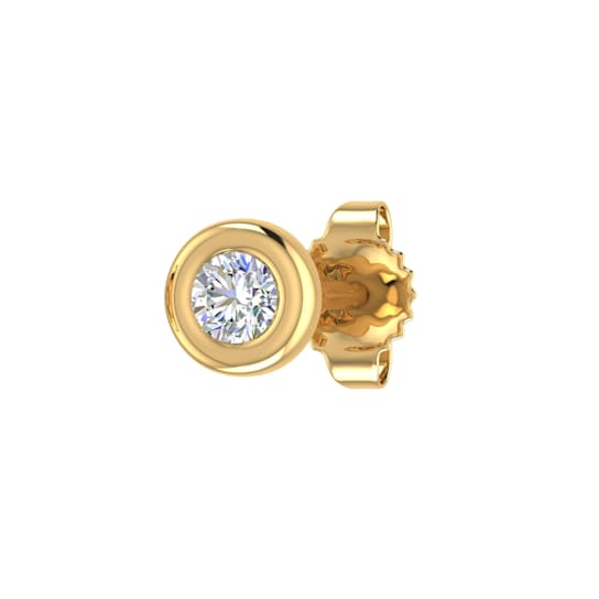 14K Yellow Gold Bezel Set Round Diamond Stud Earring (0.05 Carat)
(Single Piece) (SI1-SI2 Clarity)