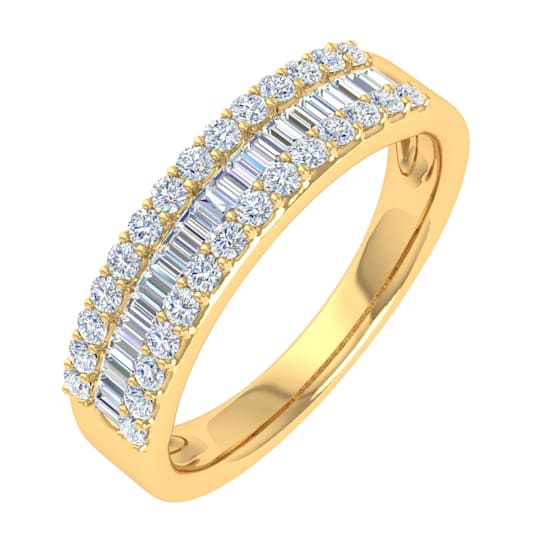 FINEROCK 1/2 ctw Baguette and Round Shape Diamond Wedding Band Ring in
10K Yellow Gold