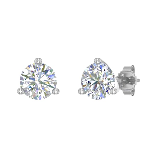 FINEROCK 0.15 Carat 3-Prong Diamond Stud Earrings in 14K White Gold