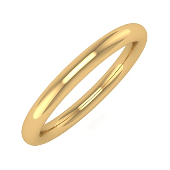 FINEROCK 14K Yellow Gold 2.5mm Plain Wedding Band (Ring Size 9.75)