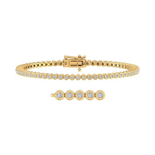 FINEROCK 1 Carat (ctw) Bezel Set Round Diamond Ladies Tennis Link
Bracelet in 14K Yellow Gold