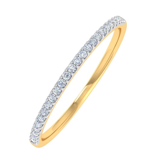 FINEROCK 0.08 Carat 10K Yellow Gold Round White Diamond Band Ring