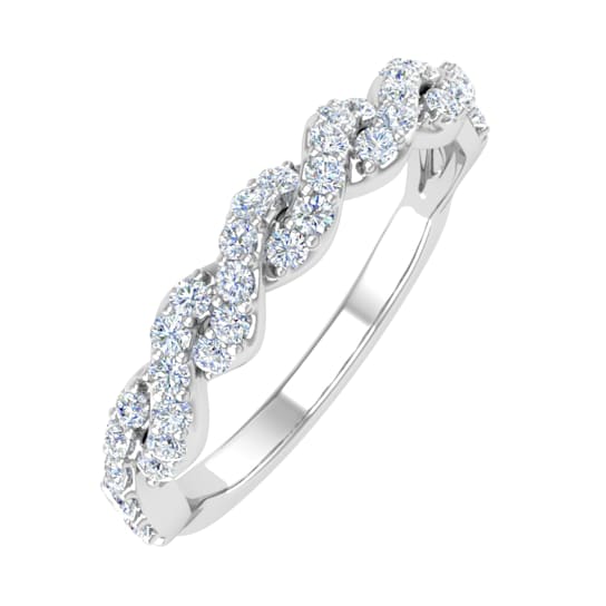 FINEROCK 1/3 Carat Diamond Twisted Wedding Band Ring in 10K Gold