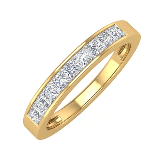 FINEROCK 1/2 Carat Channel Set Princess Cut Diamond Wedding Band Ring in
14K Gold