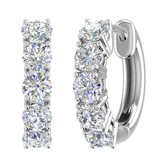 FINEROCK 1 Carat (ctw) 14K White Gold Round White Diamond Unisex Huggies
Hoop Earrings