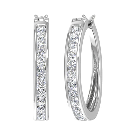 FINEROCK 1 Carat Channel Set Diamond Hoop Earrings in 14k White Gold
(SI1-SI2 Clarity)