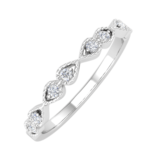 FINEROCK 1/10 Carat Diamond Twisted Anniversary Ring in 14K Gold