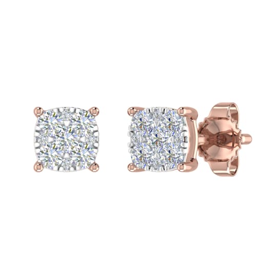 FINEROCK 10K Rose Gold Diamond Stud Earrings (0.22 Carat)