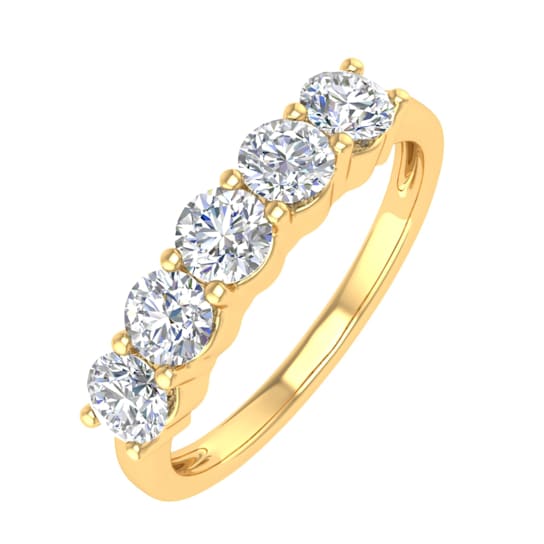 FINEROCK 1 Carat (ctw) 5-Stone Diamond Wedding Band Ring in 10K Gold