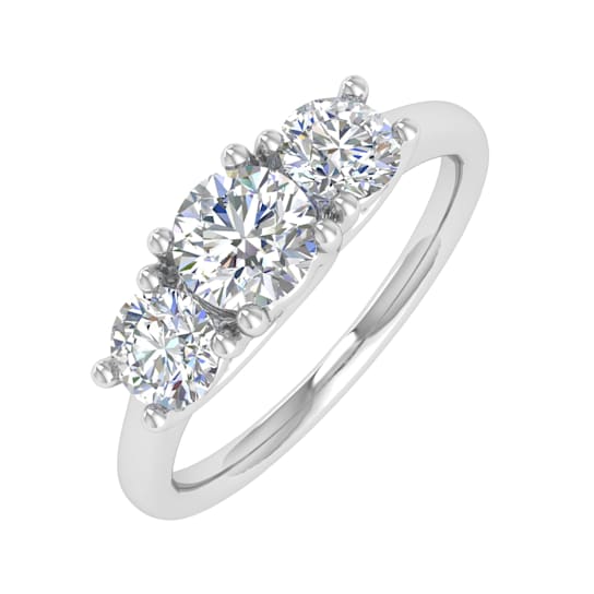 FINEROCK 1 Carat 3-Stone Diamond Engagement Ring Band in 14K Gold