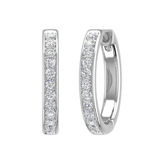 Women's Diamond Hoop Earrings in 10K White Gold (0.28 cttw) (I1-I2 Clarity)