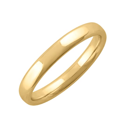 FINEROCK 14K Yellow Gold 3mm Plain Wedding Band (Ring Size 9.75)