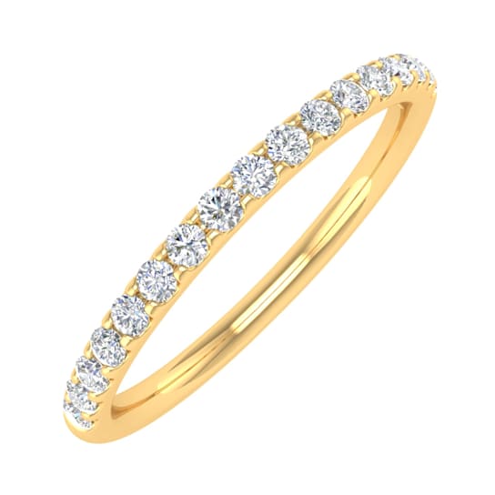 FINEROCK 1/4 Carat Round Diamond Wedding Band Ring in 10K Gold