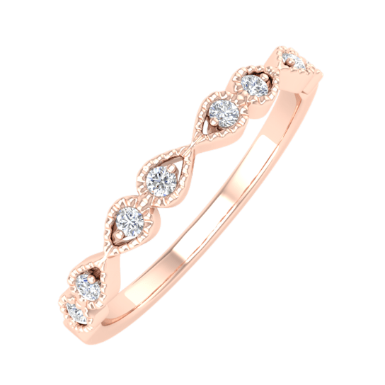FINEROCK 1/10 Carat Diamond Twisted Anniversary Ring in 14K Gold