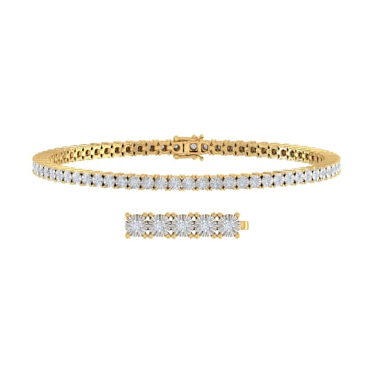 FINEROCK 1/2 Carat Diamond Tennis Bracelet in 10K Yellow Gold (7.25 Inch)