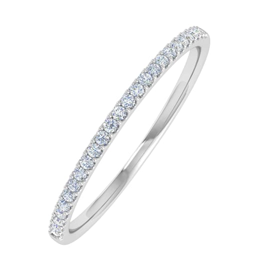 FINEROCK 0.08 Carat 10K White Gold Round White Diamond Ladies Dainty
Anniversary Wedding Band Ring
