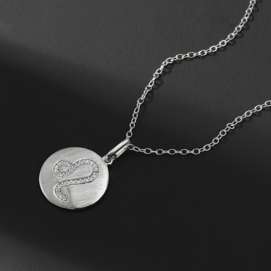 1/10ctw Diamond Leo Zodiac Sign Pendant for Women Necklace in Silver