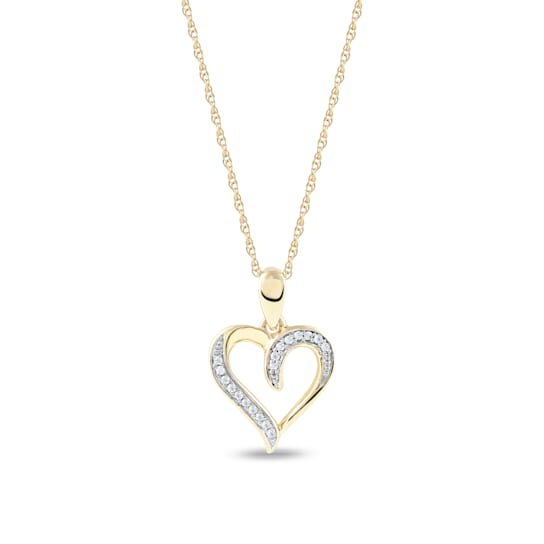 1/20ct TDW Diamond Heart Pendant Necklace in 10k Yellow Gold