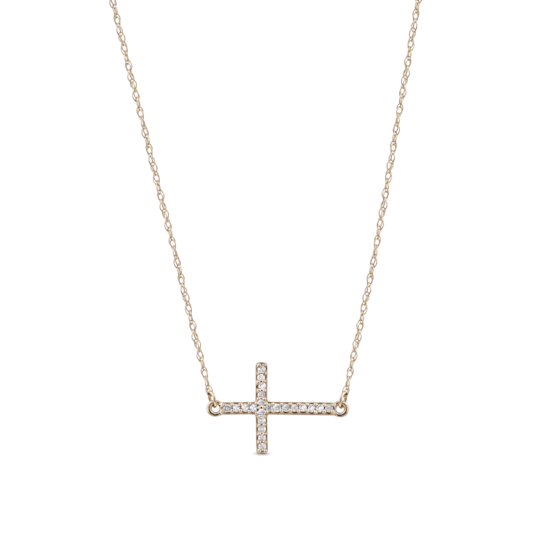 1/20ct TDW Diamond Religious Cross Pendant Necklace in 10k Yellow Gold