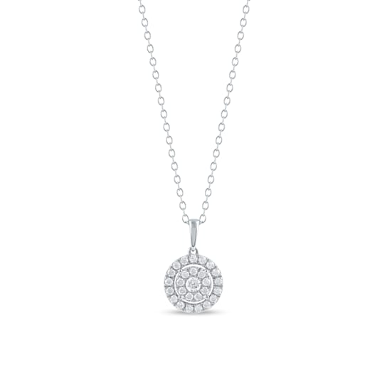1/2ct TDW Diamond Cluster Halo Pendant Necklace in 10k White Gold