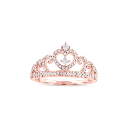 1/4ct TDW Diamond Crown Ring for Her in 10k Rose Gold