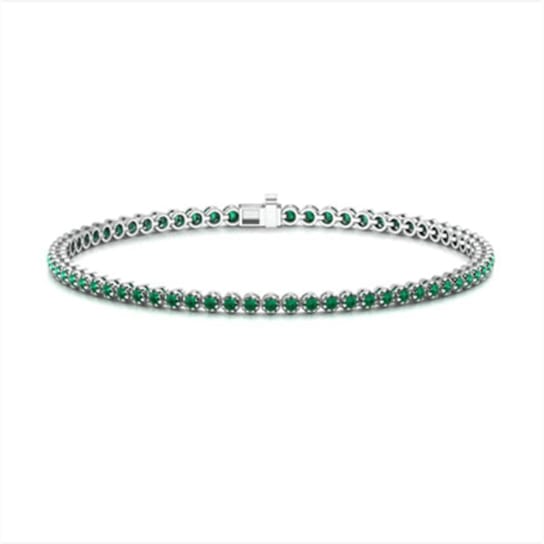 Lady's Emerald Tennis Bracelet, 2.82 cts round shape emeralds stones,
crafted in 18K Gold.