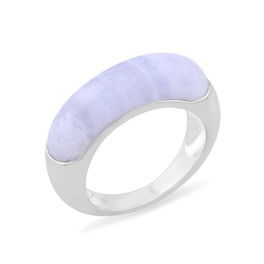 GEMistry Domed Blue Lace Agate Gemstone Ring, Sterling Silver