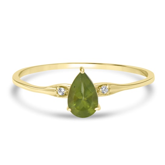 GEMistry 0.50 ctw Pear Peridot and Topaz Midi Ring in 925 Sterling Silver