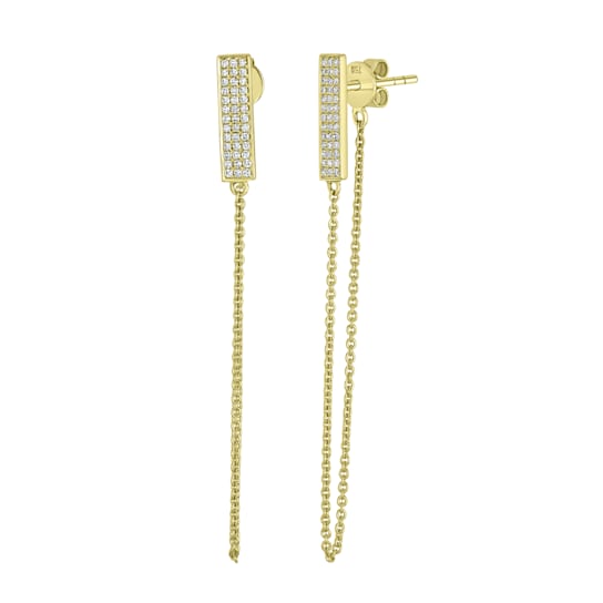 GEMistry 14K Yellow Gold 0.23Ctw Round Diamond Threader Drop Earrings