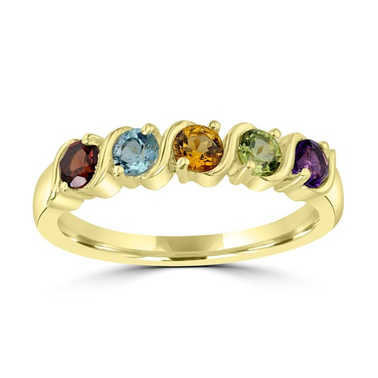 GEMistry 0.55ctw Genuine Multi Color Gemstone Band Ring in 14K Gold Over
Sterling Silver
