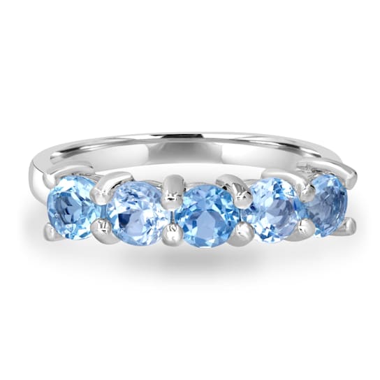 GEMistry Blue Topaz 5-Stone 925 Sterling Silver Band Ring