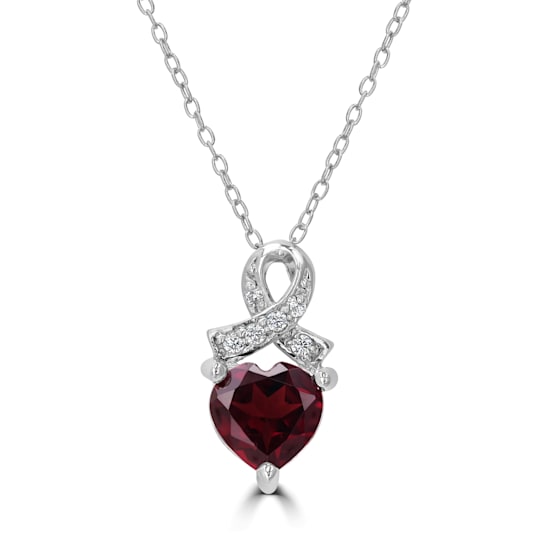GEMistry Red Garnet Stone 925 Sterling Silver 18 Inch Cable Chain
Pendant Necklace