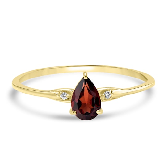 GEMistry 0.43 ctw Pear Garnet and Topaz Midi Ring in 925 Sterling Silver