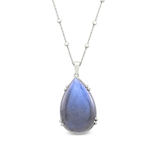 GEMistry 20x30mm Pear Labradorite (36.27ctw) Pendant with Chain in
Sterling Silver, 18 inch