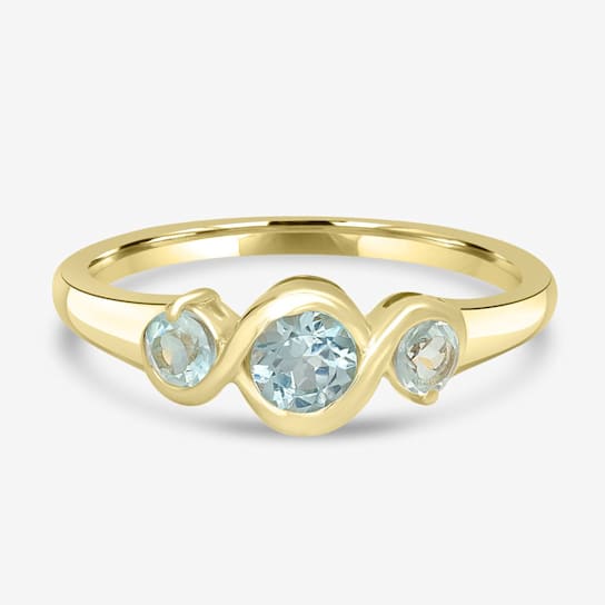 GEMistry 0.56 ctw Round Sky Blue Topaz Three Stone Ring in 14K Yellow
Gold Over Sterling Silver